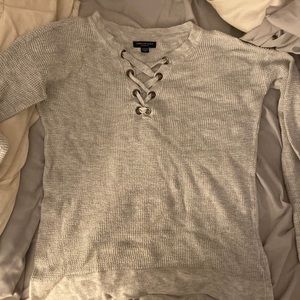 knitted sweater with tie up